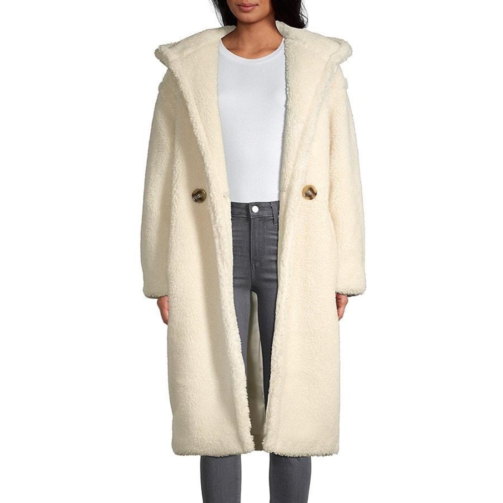 Apparis Teddy White Double Breasted Coat sz Sm